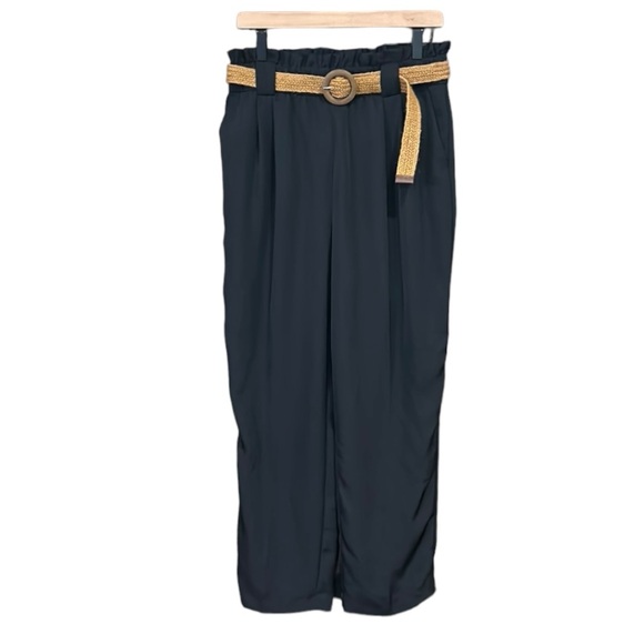 Zara Pants - ZARA Paper Bag High Waist Pull-On Style Lightweight Ankle Pants Black Large